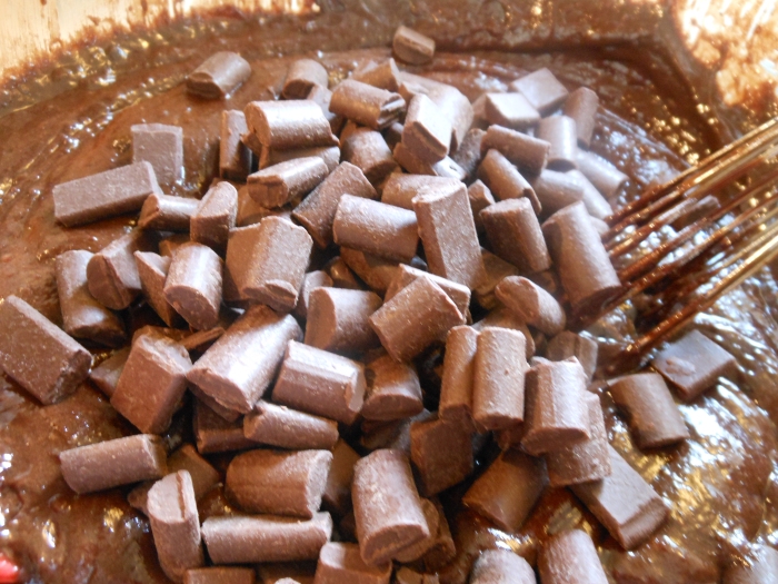 brownie batter with chocolate chunks
